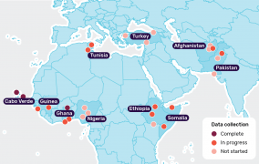 Updated map of MIGNEX research areas as of June 2021.